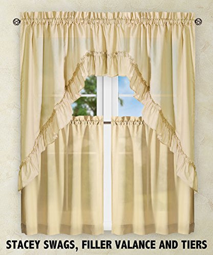 Ellis Curtain Stacey 54-by-13 Inch Ruffled Filler Valance (Almond) - color: Almond