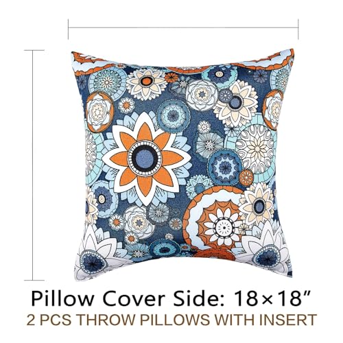 JMGBird Outdoor Throw Pillows Waterproof Outdoor Pillow Covers with Inserts - color: Blue Pattern