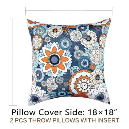 JMGBird Outdoor Throw Pillows Waterproof Outdoor Pillow Covers with Inserts - color: Blue Pattern