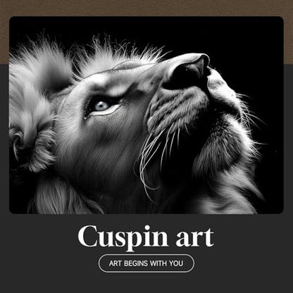 Framed Modern Black and Gray Lion Animal Wall Art, 1 Piece 24x36 In - color: Black and Grey