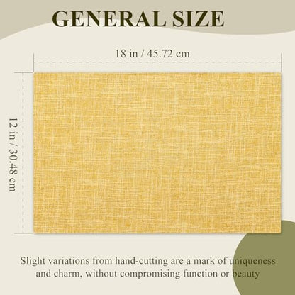 KXN Placemats Set of 4, Durable Dual-Layer Fabric Table Mats, Yellow - color: Yellow