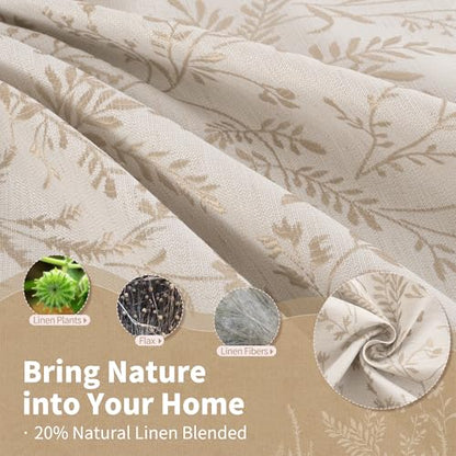 BGment Beige Linen Curtains for Living Room 63 Inch Length 2 Panels - color: Beige, size: 52"W x 63"L (Pack of 2)