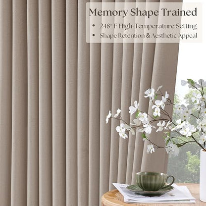 Viral Pleated Blackout Burlap 120 Inch Long Curtains Burlywood Birch - color: Burlywood Birch, size: 40"W x 120"L (Pack of 2)