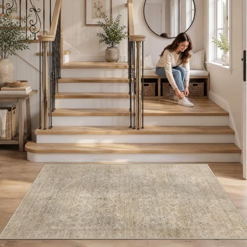 3x5 Washable Boho Entryway Area Rug Dark Beige Non-Slip Door Mat - color: Dark Beige, size: 3' x 5' (Rectangular)