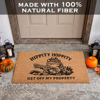 Hippity Hoppity Get Off My Property Door Mat 30x17 Inch, Frog Welcome Mat
