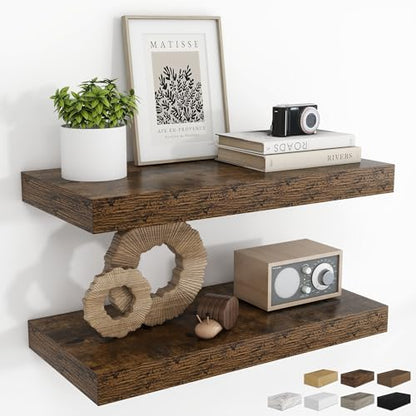 RICHFOCUS Bathroom Floating Shelves for Wall 2Pack|Rustic Brown|20" L - color: Rustic Brown, size: 20"L x 8"D, Set of 2