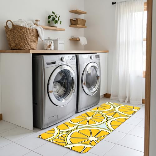 Kitchen Rugs for Floor 2 Pcs Memory Foam Padded Anti Fatigue Kitchen Mat - color: Lemon