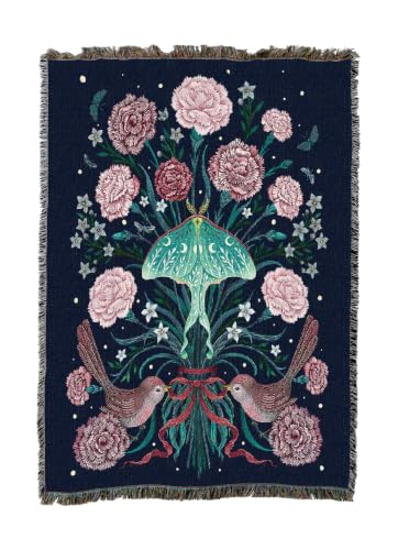 Pure Country Weavers Carnation January Flower Blanket by Episodic Drawing- Fantasy Gift Tapestry Throw Woven from Cotton - Made in The USA (50x60) - color: Carnation January Flower, size: 50x60
