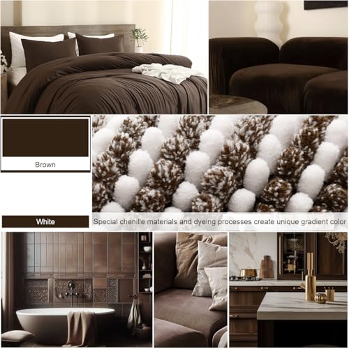 BSICPRO Bathroom Rugs Sets 2 Piece, Non Slip Striped Bath Mats, Brown - color: Brown, size: 20" x 32" Plus 16" x 24"