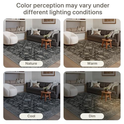 GENIMO 2.5x8 Non Slip Runner Rug, Washable Lightweight Hallway Charcoal - color: Charcoal, size: 2'6" x 8' (Rectangular)