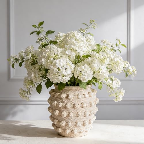 DN DECONATION Beige Flower Vase, 6.3" Farmhouse Boho Vase for Home Decor - color: Beige, size: 6.3 inches