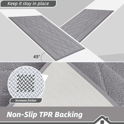 BEQHAUSE Kitchen Runner Rug Non Slip Kitchen Rugs, 20" x 59", Grey - color: Grey, size: 20" X 59"