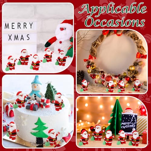 Halloscume 25 Pcs Mini Santa Christmas Figurines to Hide, White Skin
