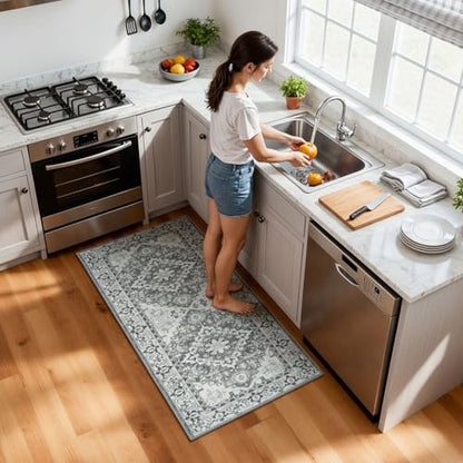 Lessymo 2 x 4 Entryway Rug Machine Washable Boho Area Rug for Bedroom, Grey - color: Grey Beige, size: 2' x 4' (Runner)