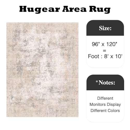 HUGEAR 8x10 Beige Abstract Washable Area Rug for Living Room - color: Beige, size: 8' x 10' (Rectangular)