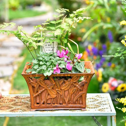 Sungmor Cast Iron Plant Basket with Non-Woven Growing Bag - Rust Rust - color: Rust Color - Rectangle
