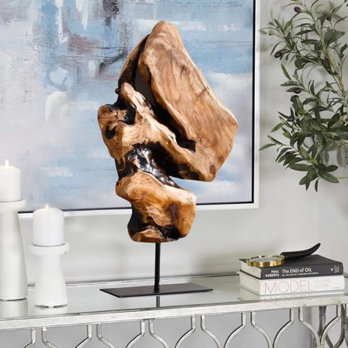 WELLAND Irregular Cedar Wood Sculpture 8.75" W x 1.75" D x 17.75" H Natural Edge Tabletop Statues, Handmade Ornaments, Décor for Living Room, Home Office, Bedroom, - size: Large