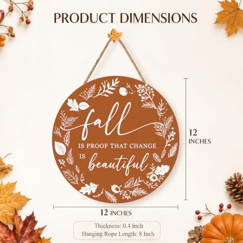 Fall Decorations for Home, Minimalist Fall Wooden Door Sign - color: Brown-Beautiful