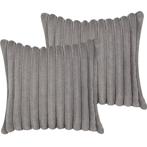 COTEY 18x18 Decorative Faux Fur Throw Pillow Covers Set of 2- Dark Gray - color: Dark Gray, size: 18" x 18" (Pack of 2)