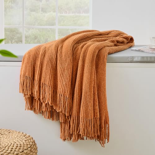Chenille Yellow Throw Blanket for Couch Bed,Soft Blanket 60"x80" - color: Honey Yellow, size: 60"x80"