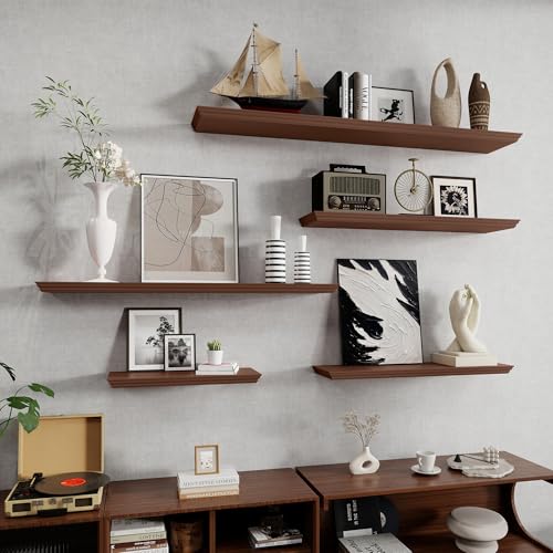Fun Memories Floating Shelves, Walnut, 72 Inch Long, 9.3 Inch Deep, 1 Pack - color: Walnut, size: 72", Single