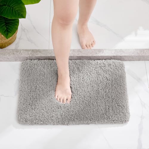 Disolla Gray Bathroom Rugs 17x24, Microfiber Non-Slip Plush Small Bath Mat - color: Grey, size: 1'5" x 2' (17''x24'' Mini Bathroom Rug)