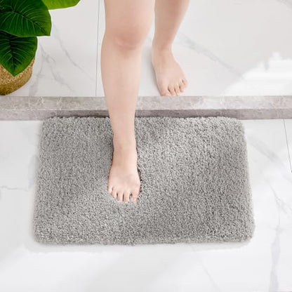 Disolla Gray Bathroom Rugs 17x24, Microfiber Non-Slip Plush Small Bath Mat - color: Grey, size: 1'5" x 2' (17''x24'' Mini Bathroom Rug)
