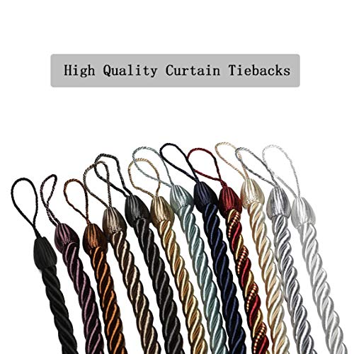 BEL AVENIR Curtain Tiebacks Ropes Tie-Backs,Handmade Holdbacks(Black,2P) - color: Black, size: 2pack