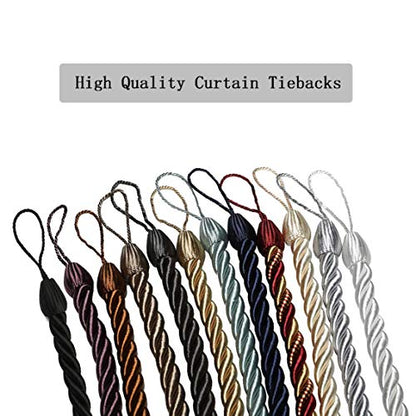 BEL AVENIR Curtain Tiebacks Ropes Tie-Backs,Handmade Holdbacks(Black,2P) - color: Black, size: 2pack