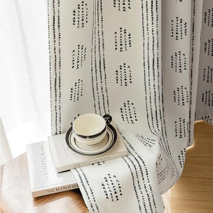 100% Blackout Black Boho Curtains, 84 Inches, 2 Panels for Bedroom - color: Black, size: 52"W x 84"L (Pack of 2)