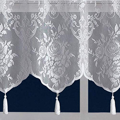 Warm Home Designs White Lace Curtain Panels with Valances. L White 84 - color: White, size: 54"W x 84"L (Pack of 2)