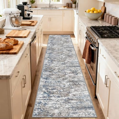 Hallway Runner Rug 2x10 Textured Non Slip Carpet Runner, Abstract Multi - color: Abstract-multi, size: 2' x 10' (Runner)
