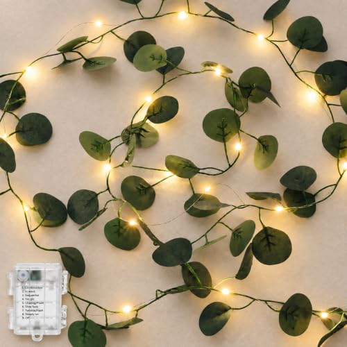 Vine Fairy Lights, 6.5FT 40 LEDs Eucalyptus String Lights, 2 Pack - color: Eucalyptus, size: 6.5 ft-20 LED-2 pack