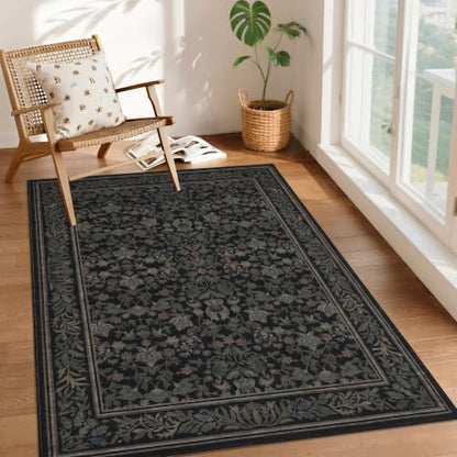 GarveeHome Washable 3x5 Entryway Rugs Non Slip Kitchen Area Rug, Black - color: Black, size: 3' x 5' (Rectangular)