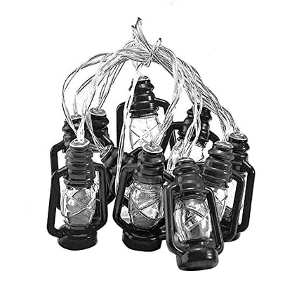 Leadigol 20 LEDs /10ft Black Lantern String Lights Mini Kerosene Lamp Battery Powered Fairy String Lights for Indoor Outdoor Patio Decorations