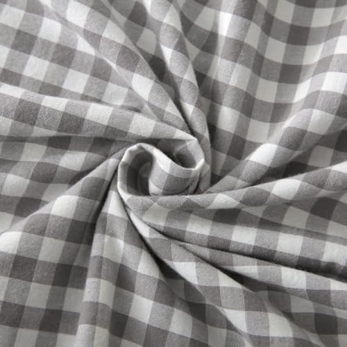 Silnuo 2 Pack Grey/White Plaid Ruffle Throw Pillow Covers Farmhouse Checkered Pillowcases Washed Cotton Gingham Pillow Shams for Bed, Sofa, Living Room-20"x20" - color: Grey/White Plaid, size: 20" x 20" - Set of 2
