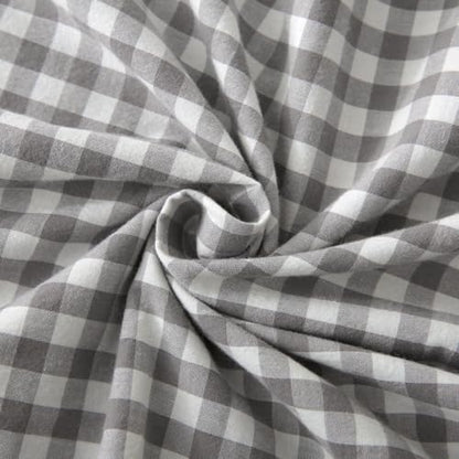 Silnuo 2 Pack Grey/White Plaid Ruffle Throw Pillow Covers Farmhouse Checkered Pillowcases Washed Cotton Gingham Pillow Shams for Bed, Sofa, Living Room-20"x20" - color: Grey/White Plaid, size: 20" x 20" - Set of 2