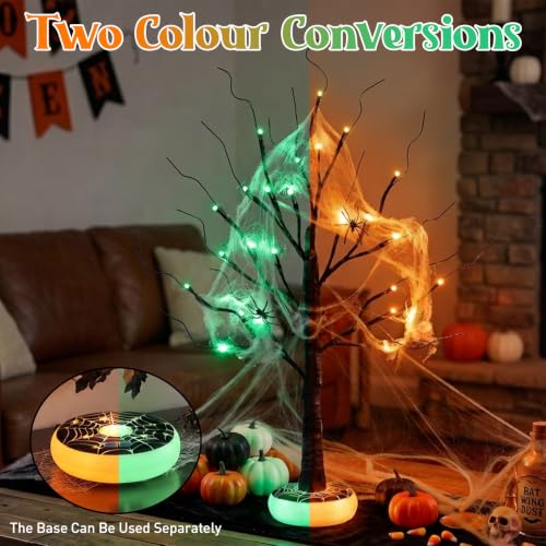 PEIDUO Halloween Tree with Light-up Base Rechargeable Halloween Decoration - color: Dark