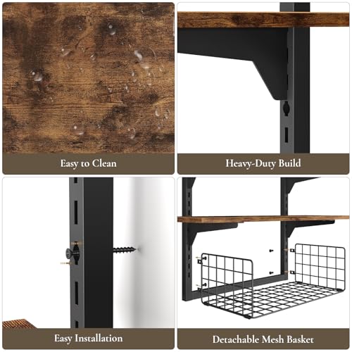 Floating Shelves Bathroom with Storage Basket,Decorative Wall Shelf - size: Arched