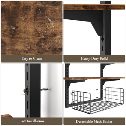 Floating Shelves Bathroom with Storage Basket,Decorative Wall Shelf - size: Arched