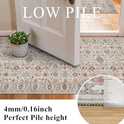 2x6 Washable Hallway Runner Rug: Kitchen Runner Rugs with Rubber Backing - color: Beige/Colorful, size: 2' x 6' (Rectangular)