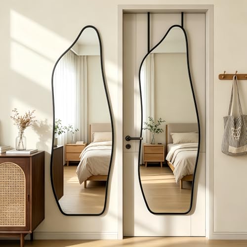 48"x16" Full Length Door Mirror, Dolphin Hanging Mirror, Black - color: Black, size: 48"L x 16"W