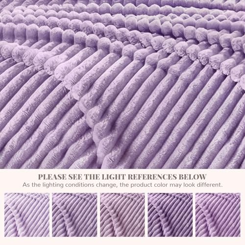 330GSM Ribbed Fleece Throw Blanket for Couch, Light Purple,50"x70" - color: Light Purple, size: Throw XL(50"x70")