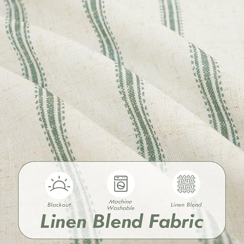 DriftAway Farmhouse Stripe Blackout Curtains, Grommet, W52xL36, Loden Green - color: G Loden Green Stripe, size: 52"W x 36"L (Pack of 2)