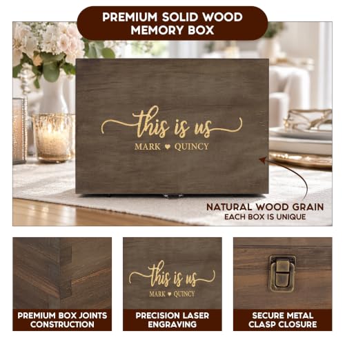 Personalized Wedding Keepsake Box, Custom Engraved Memory Box for Newlyweds - style: 10. Wedding Designs