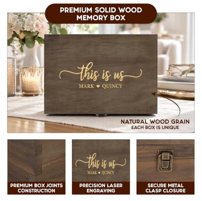 Personalized Wedding Keepsake Box, Custom Engraved Memory Box for Newlyweds - style: 10. Wedding Designs
