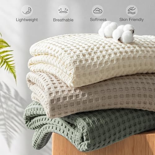 Exclusivo Mezcla 100% Cotton Blanket Queen Size for Bed, Celadon - color: Celadon, size: Queen (90" x 90")