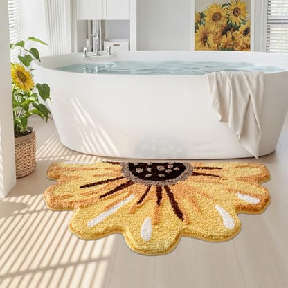 LUMI Floral Bathroom Rug, Absorbent Non Slip Bath Mat, 24"x43" - color: Floral-sunflower-large