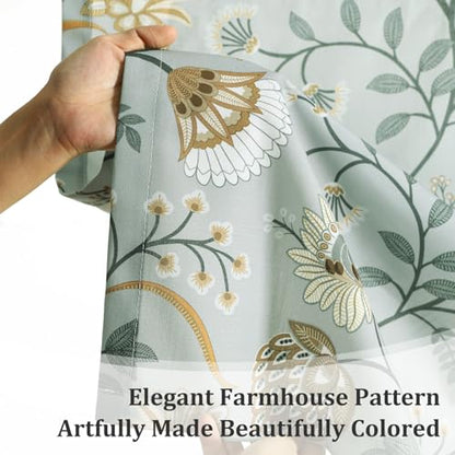 Leeva Floral Kitchen Window Curtains, Farmhouse Style Print Linen Look Cafe Curtains, Grey, 30 x 30 Inch, 2 Panels Set - color: *M11, size: 30"W x 30"L (Pack of 2)