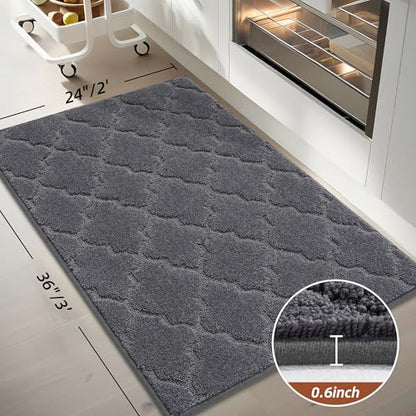 COSY HOMEER Kitchen Rugs Non Slip Washable 24"x36",Dark Grey - color: Dark Grey, size: 24"X 36"